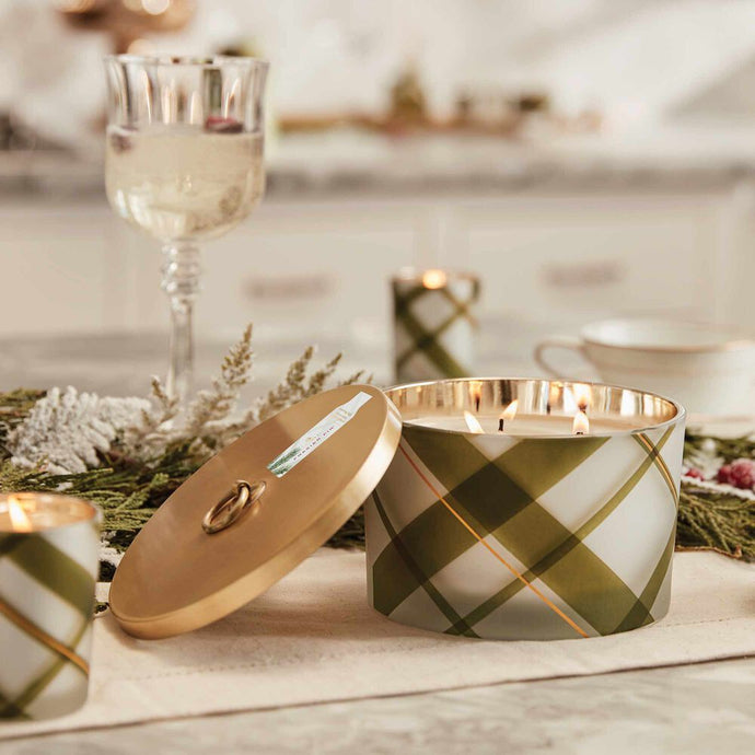 Frasier Fir Frosted Plaid Large Poured Candle